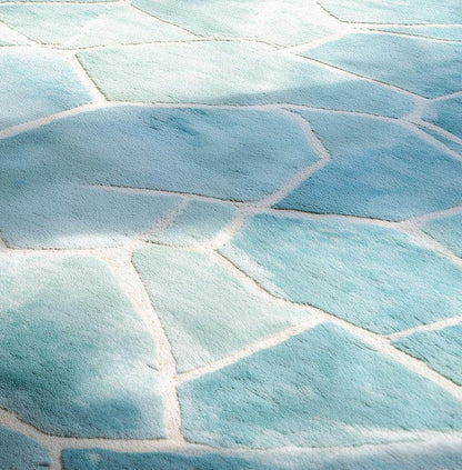 Aqua Blue Abstract Rug: Modern Ocean Wave Area Carpet
