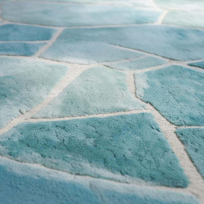 Aqua Blue Abstract Rug: Modern Ocean Wave Area Carpet
