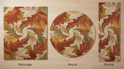 Autumn Leaf Area Rug, Hand Tufted Fall Living Room Carpet, Cozy Nature Decor, Rustic Modern Floor Rug