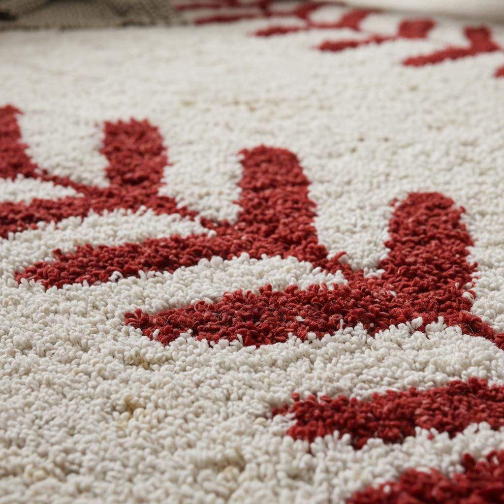 Hand-tufted round baseball rug with red stitching for kids' sports-themed rooms and nurseries