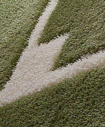 Handmade green baseball field wool rug for kids playroom and living room decor