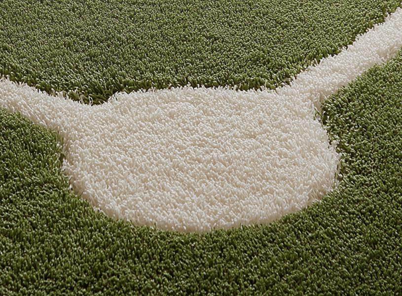 Handmade modern green baseball field wool rug for kids playroom and living room decor