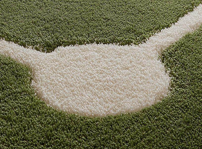 Handmade modern green baseball field wool rug for kids playroom and living room decor