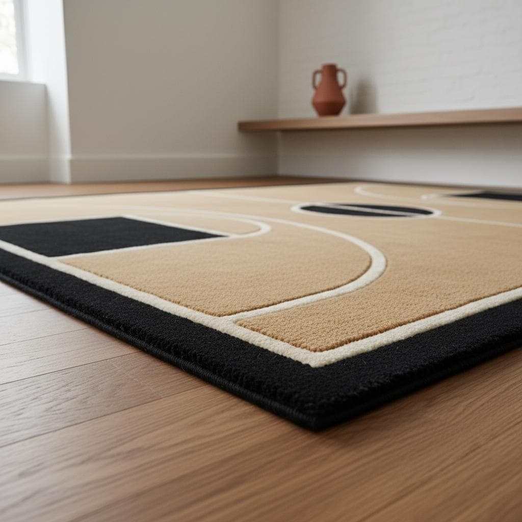 Basketball Court Area Rug Modern Geometric Kids Room Decor