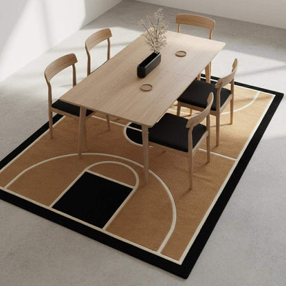 Hand-tufted rug edges showing artisan finishing and clean border lines.