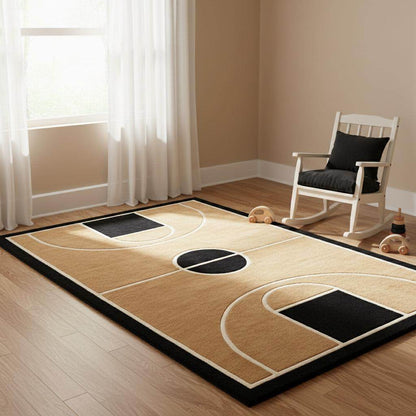Basketball Court Area Rug Modern Geometric Kids Room Decor