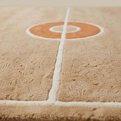 Close-up of plush cut-pile rug texture showing dense fibers, soft pile height, and clean basketball court line detailing.