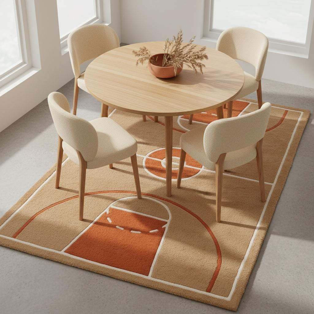 Basketball Court Area Rug for Kids Room