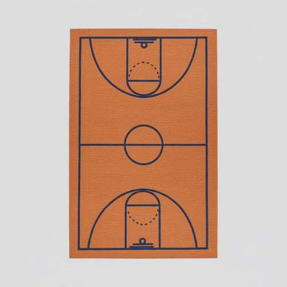 Large sports theme area rug with basketball court design placed in a contemporary living room, perfect for game rooms and kids spaces. __etsy:7315587178