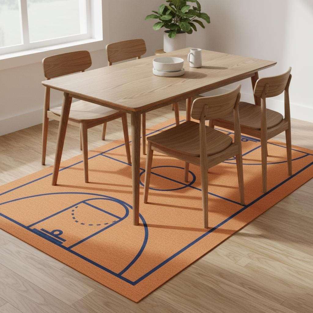 Basketball Court Rug | Sports Theme Area Carpet | Boys Room Decor | Custom Game Court Floor Mat | Modern Playroom Rug | Athlete Gift Idea __etsy:7363545139