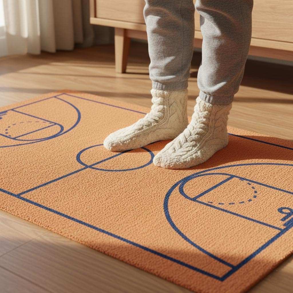 Basketball Court Rug | Sports Theme Area Carpet | Boys Room Decor | Custom Game Court Floor Mat | Modern Playroom Rug | Athlete Gift Idea __etsy:7363545271