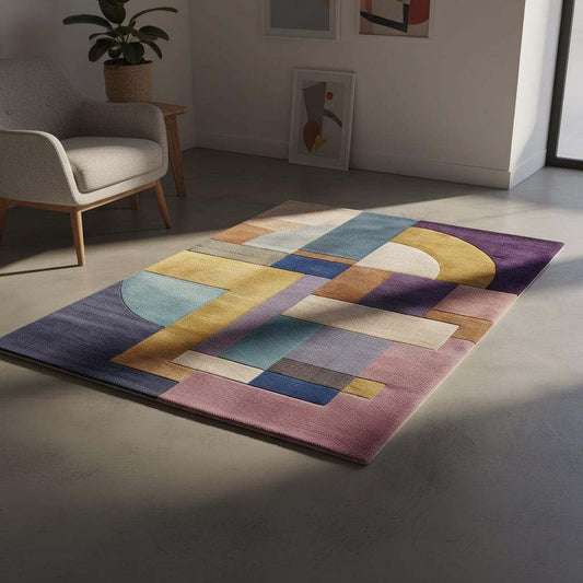 Bauhaus Area Rug vibrant abstract geometric colorful 9x12 floor decor