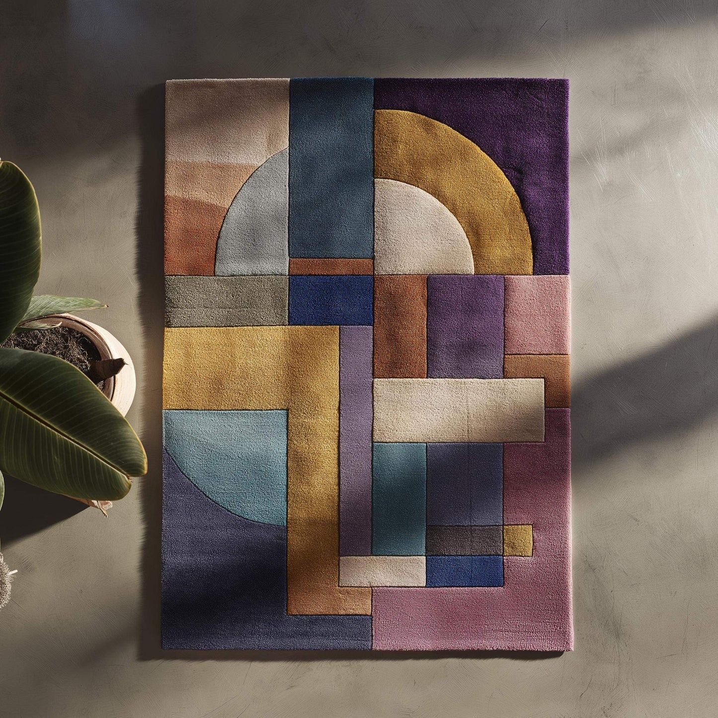 Bauhaus Area Rug: Vibrant Abstract Geometric Art Decor 9x12 Rug Teppich __etsy:7297755109