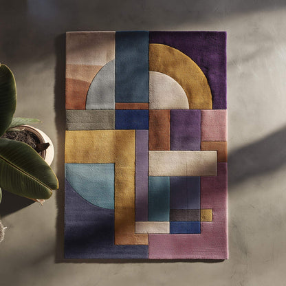 Bauhaus Area Rug: Vibrant Abstract Geometric Art Decor 9x12 Rug Teppich __etsy:7297755109