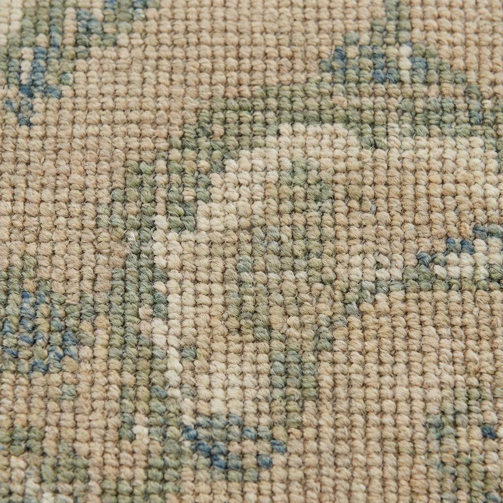 Beige Sage Floral Vine Pattern Hand Knotted Area Rug