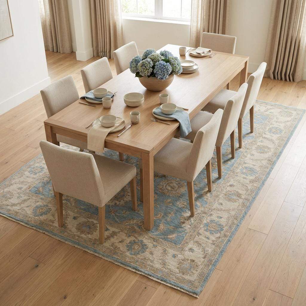 Artisan hand knotted area rug with symmetrical classic medallion design