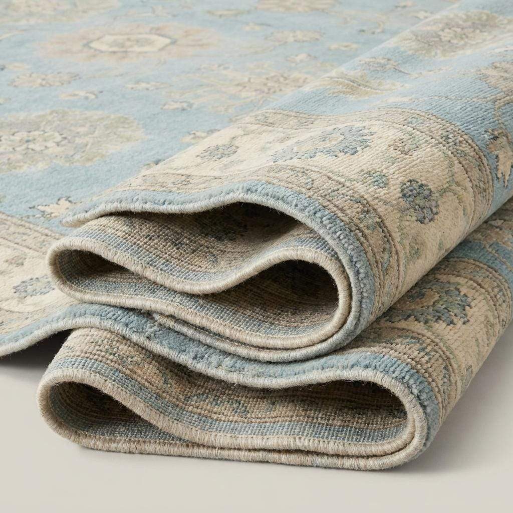 Blue Oushak Hand Knotted Rug, Traditional Floral Carpet, Turkish Inspired Wool Area Rug, Bedroom Decor __etsy:8085148696