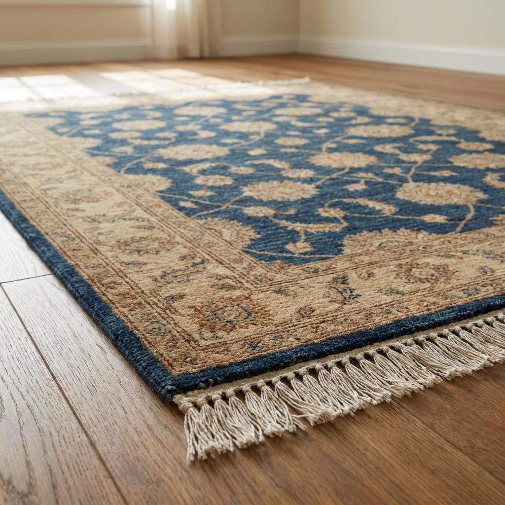 Rectangular hand knotted wool carpet suitable for living room or bedroom décor
