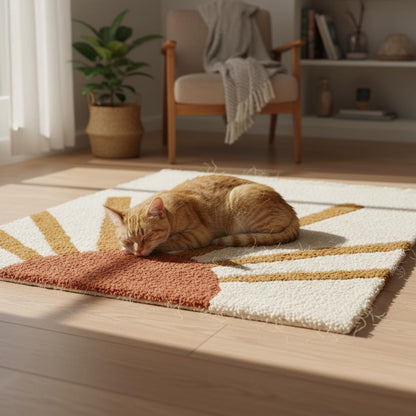 Boho Sun Rug: Cream & Terracotta Sunrise Tufted Accent Carpet