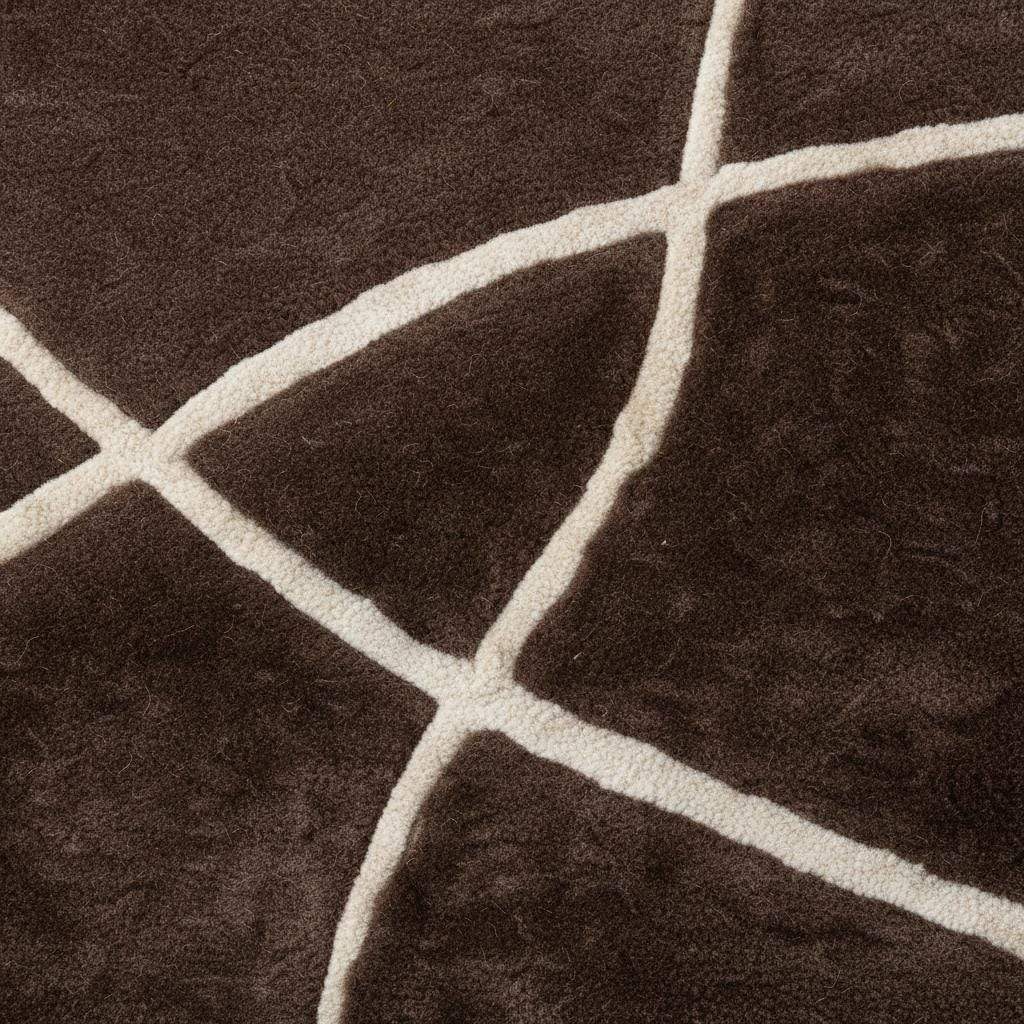 Brown Modern Geometric Area Rug – Chocolate & Cream Abstract Line Carpet for Living Room, Bedroom, Neutral Home Decor, Soft Minimalist Rug