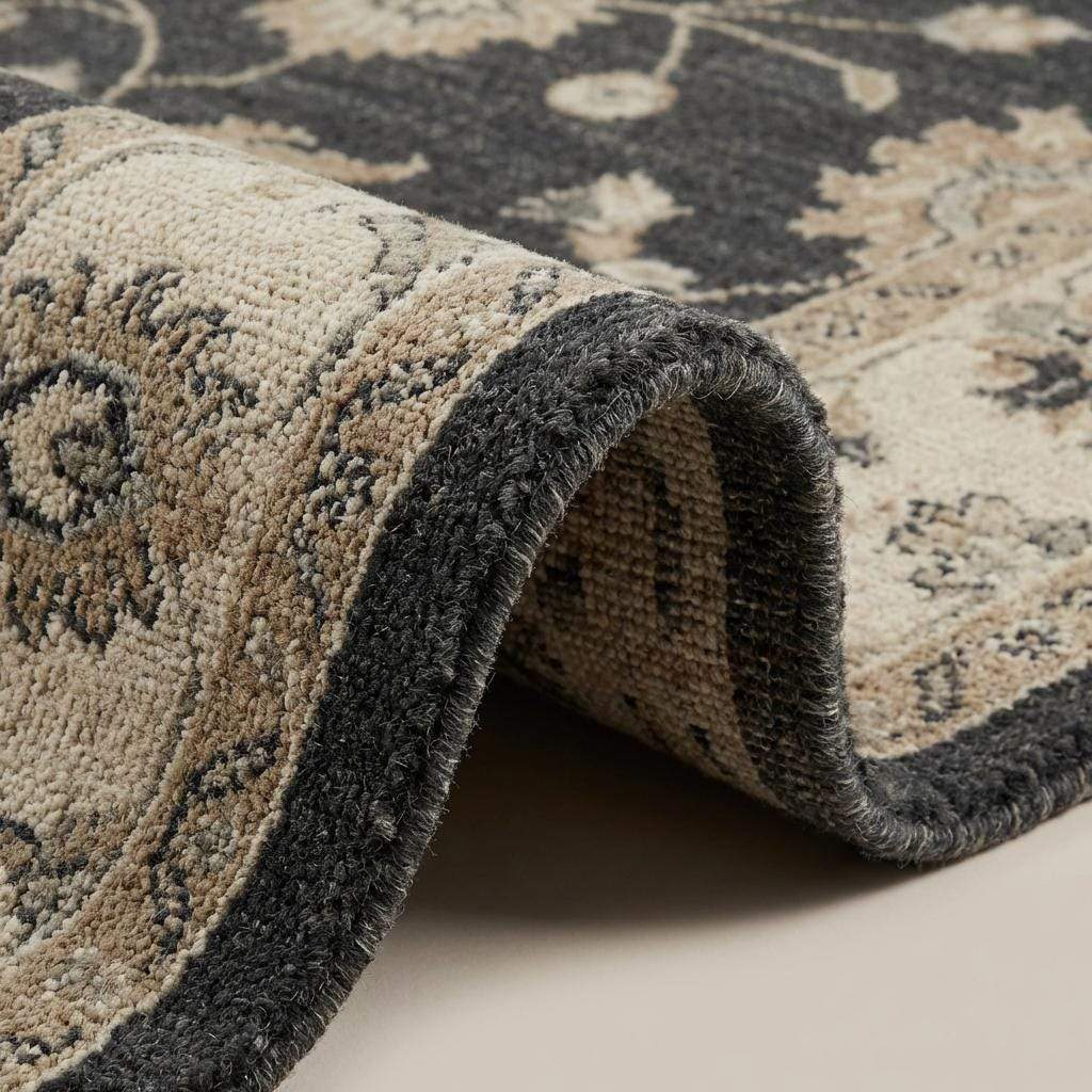 Charcoal Floral Persian Style Area Rug for Living Room __etsy:7603906978