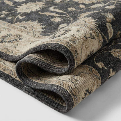 Charcoal Floral Persian Style Area Rug for Living Room __etsy:7651853417
