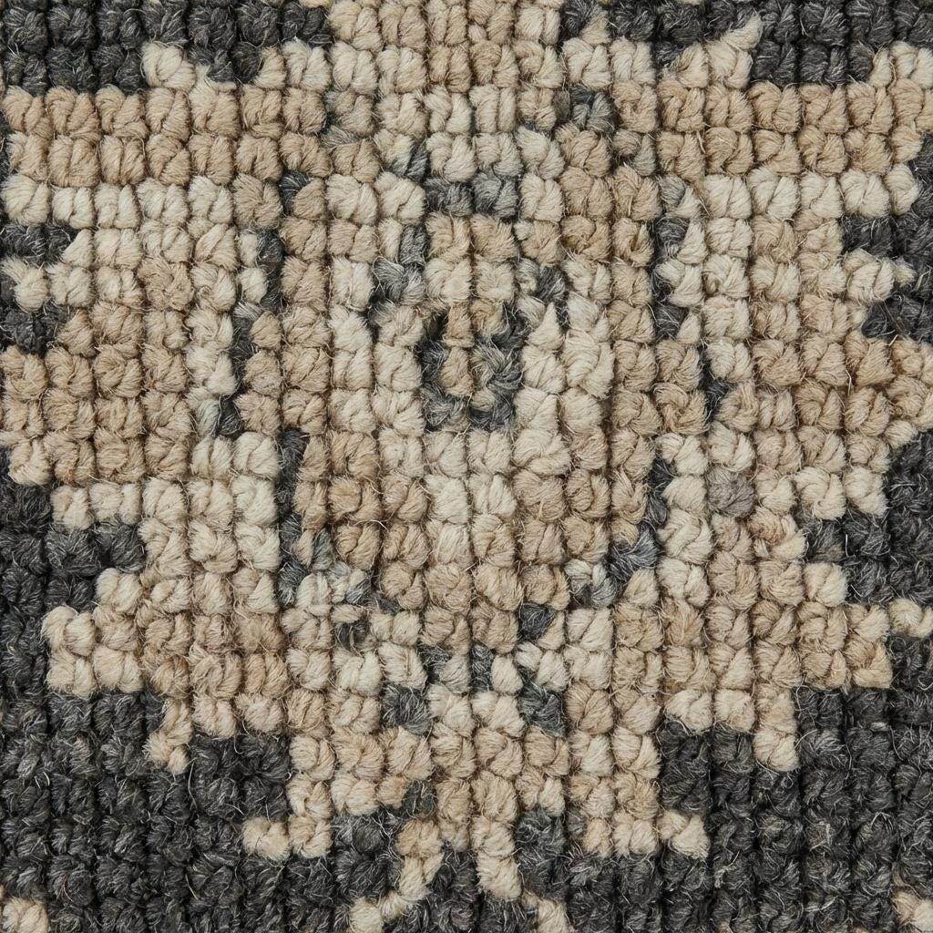 Close-up of handmade woven pile showing wool-look fibers and floral pattern texture __etsy:7603906984