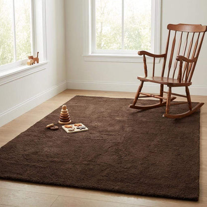 Chocolate Brown Hand Tufted Plush Area Rug Soft Modern Carpet for Living Room Minimalist Bedroom Floor Decor Rug __etsy:7903806467