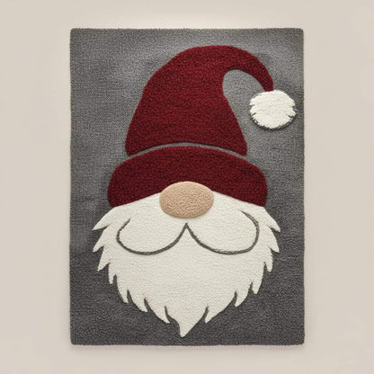 Hand-tufted Christmas Gnome Rug with plush texture and festive Santa gnome design, 4x6 feet cozy holiday area rug