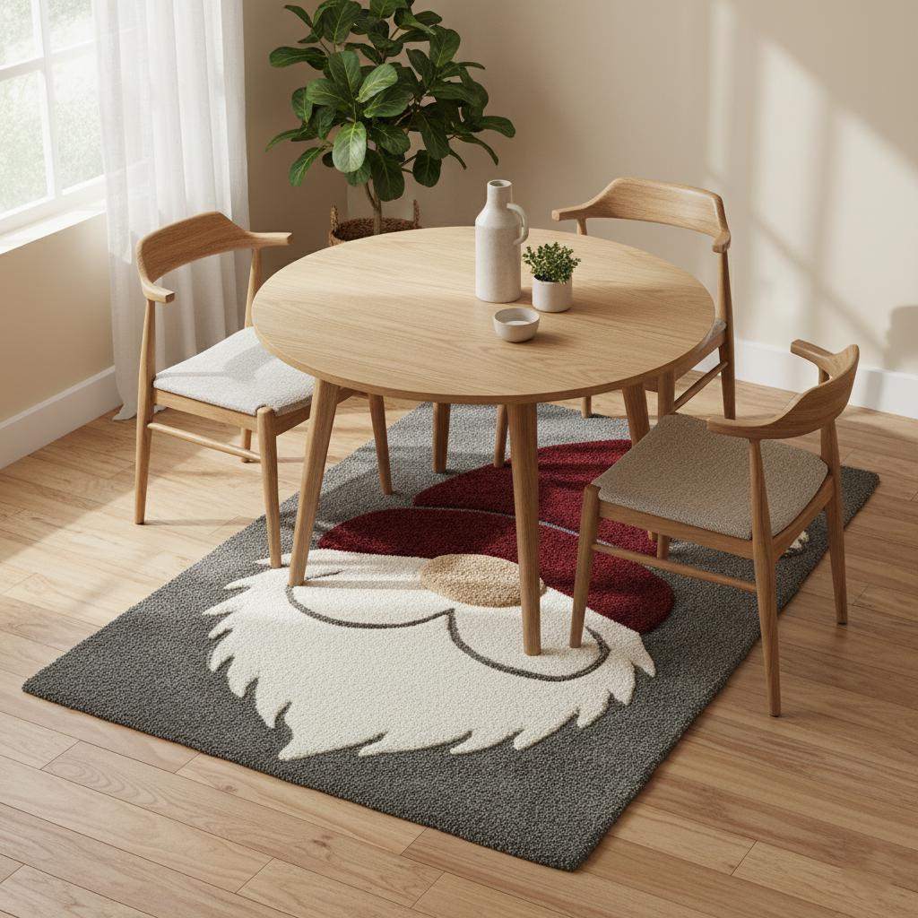 Hand-tufted Christmas Gnome Rug with plush 3D texture and non-slip backing for cozy holiday decor