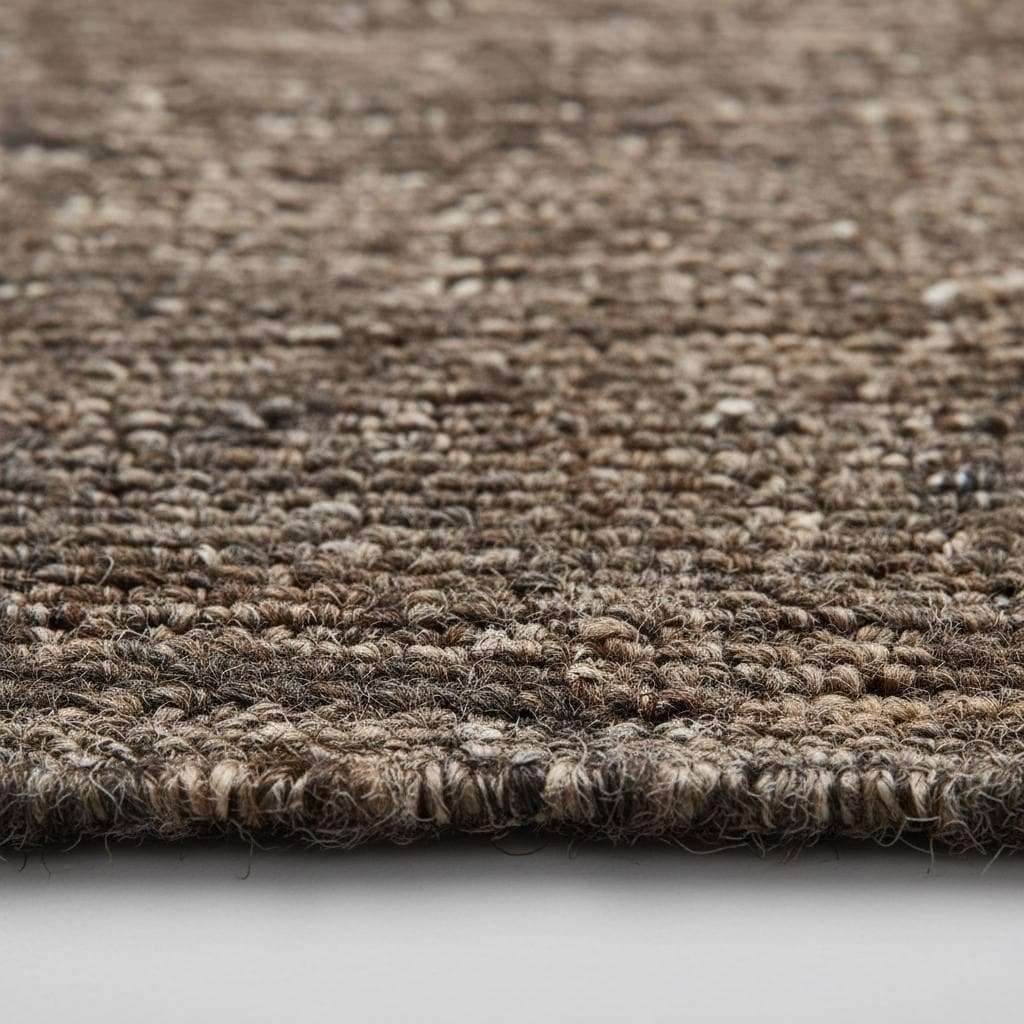 Handwoven chunk wool rug in neutral tones for cozy modern farmhouse and boho decor