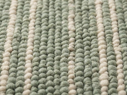 Chunky Braided Wool Rug in Sage and Cream – Thick Handwoven Textured Scandi Floor Accent