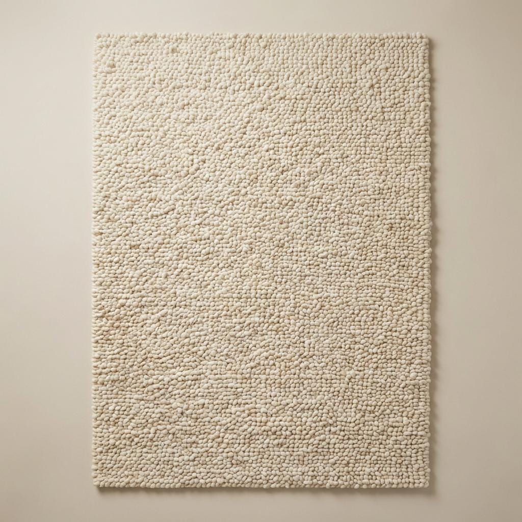 Chunky handwoven wool rug in neutral cream tone for Scandinavian minimalist decor