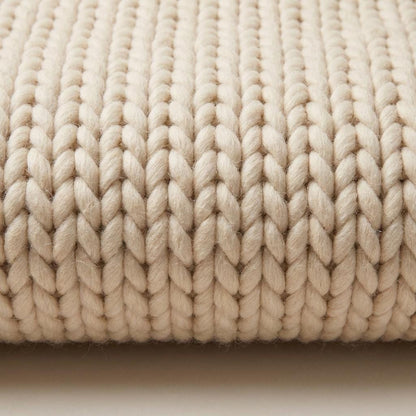 Chunky Knit Wool Rug, Neutral Beige Chunky Wool Area Rug, Scandinavian Minimalist Cozy Living Room Rug