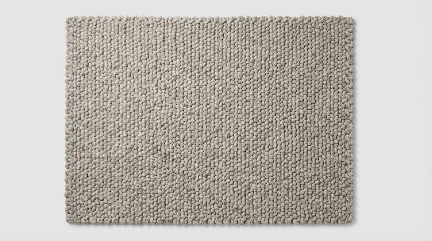Chunky loop rug with thick, plush ivory texture for cozy modern living rooms