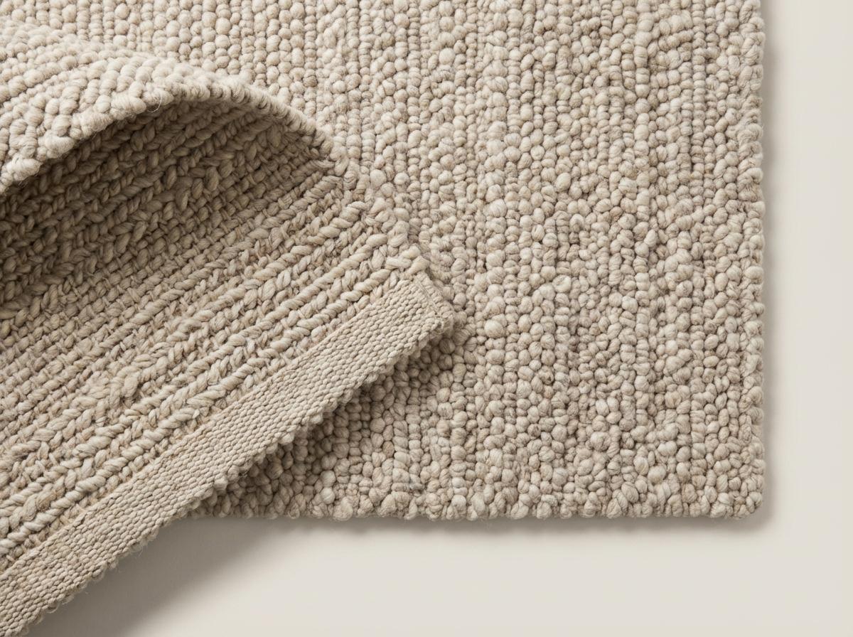 Chunky Loop Textured Neutral Area Rug, Thick Cream Minimalist Scandinavian Cozy Organic Rug