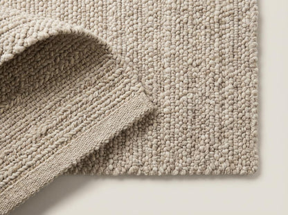 Chunky Loop Textured Neutral Area Rug, Thick Cream Minimalist Scandinavian Cozy Organic Rug