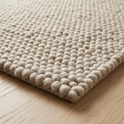 Chunky Loop Textured Neutral Area Rug, Thick Cream Minimalist Scandinavian Cozy Organic Rug