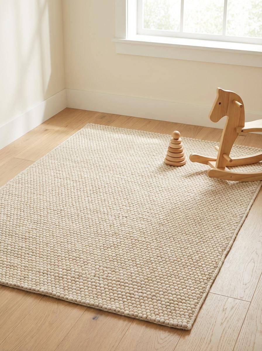 Neutral cream rug texture designed for cozy living spaces and bedrooms