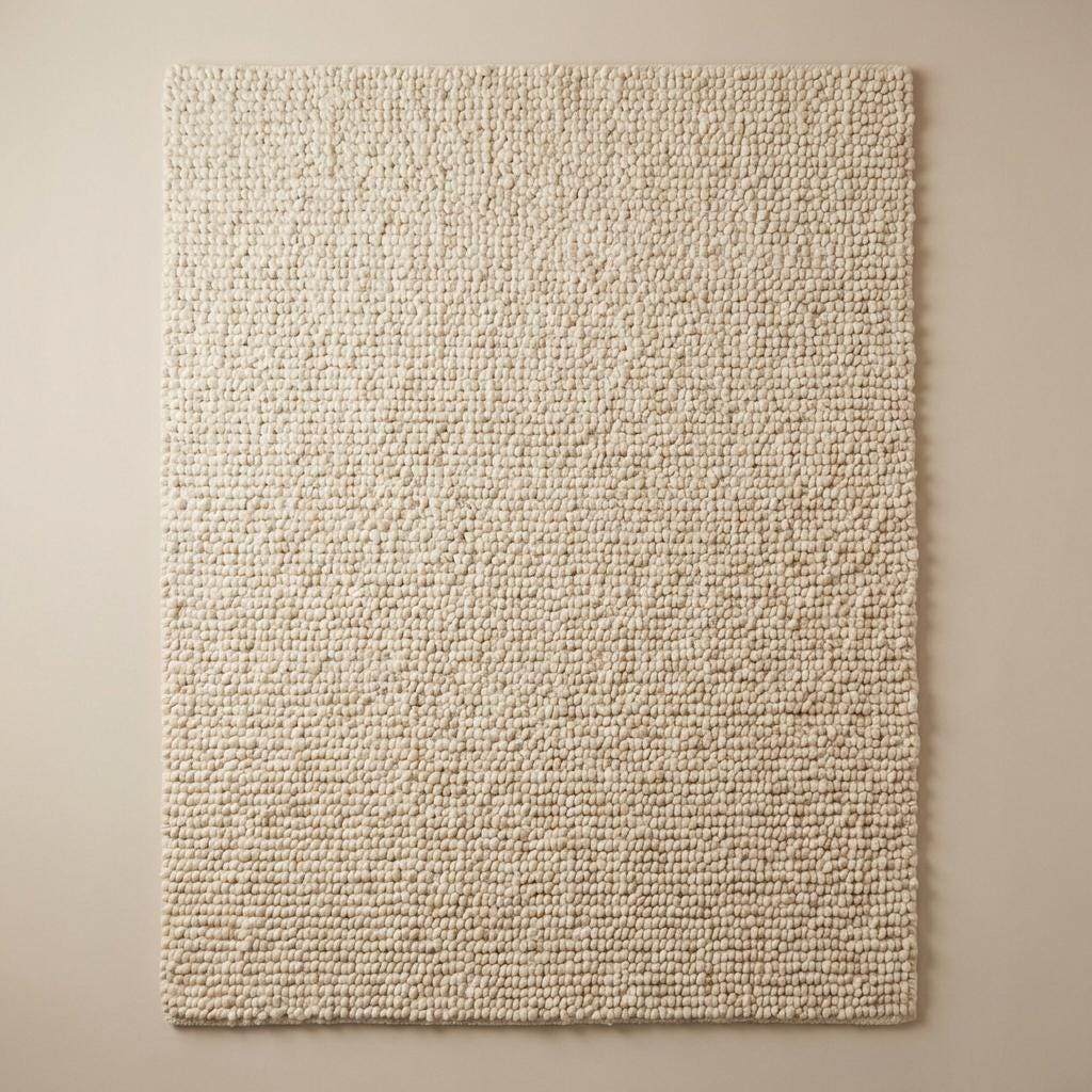 Chunky wool pebble rug with thick ivory textured loops for cozy modern living room