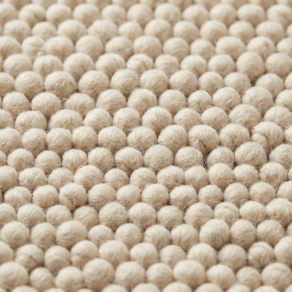 Chunky wool rug handwoven cream textured neutral Scandinavian modern area rug