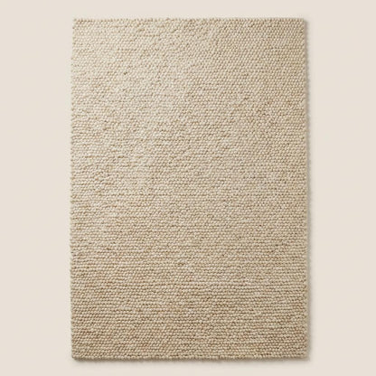 Chunky wool rug handwoven cream textured Scandinavian modern area rug for cozy living room and bedroom decor