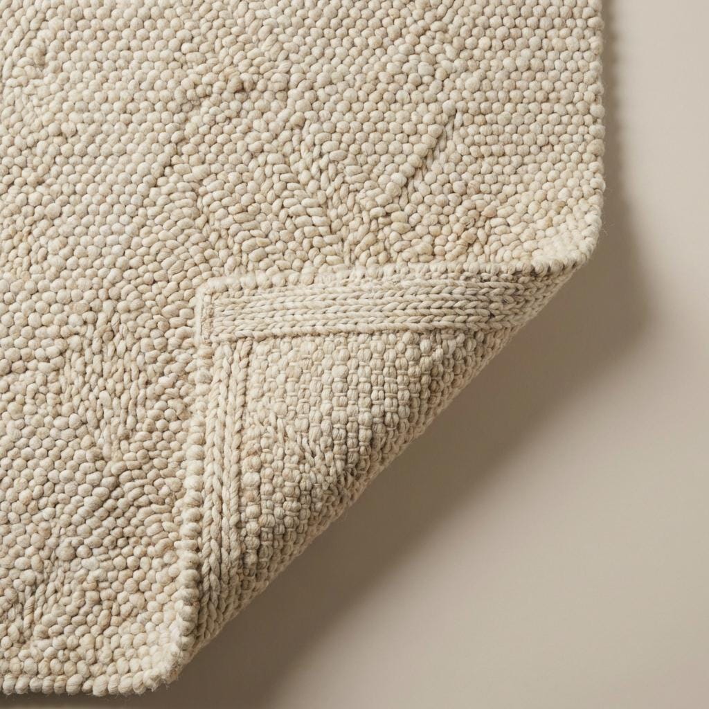 Chunky wool rug handwoven cream textured neutral Scandinavian modern living room carpet
