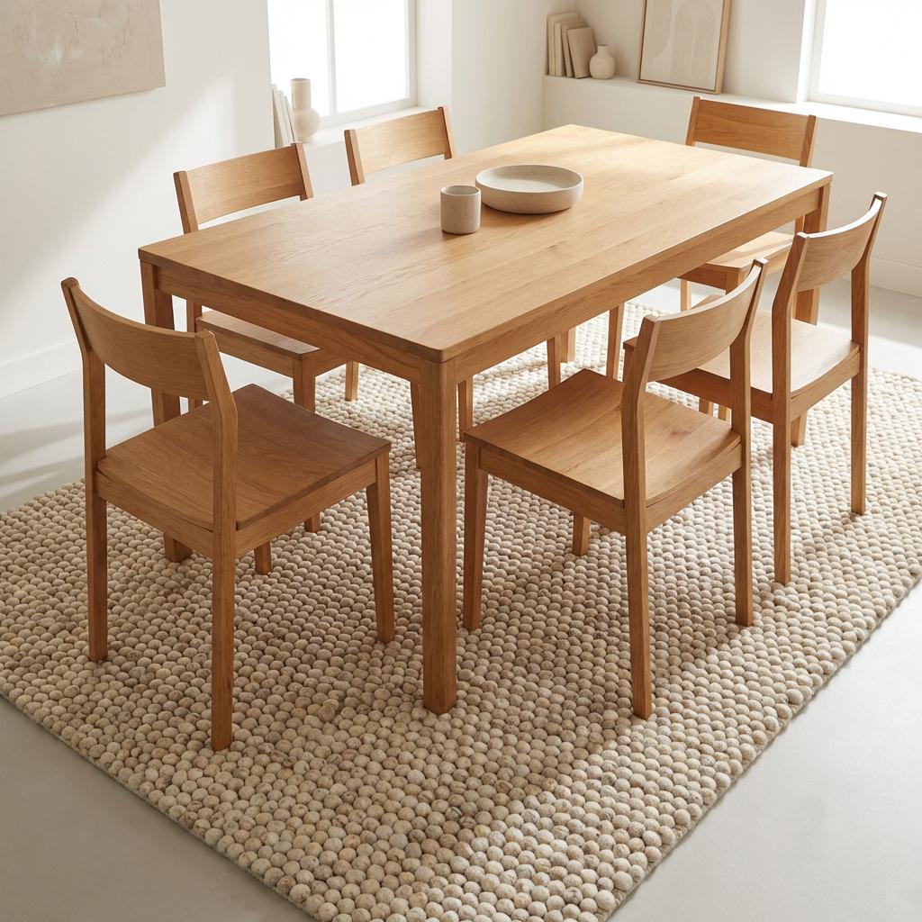 Scandinavian style wool rug, chunky handwoven natural wool rug for modern interiors