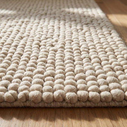 Chunky Wool Rug Neutral Beige Handmade Area Rug Cozy Textured Carpet Soft Boho Home Decor