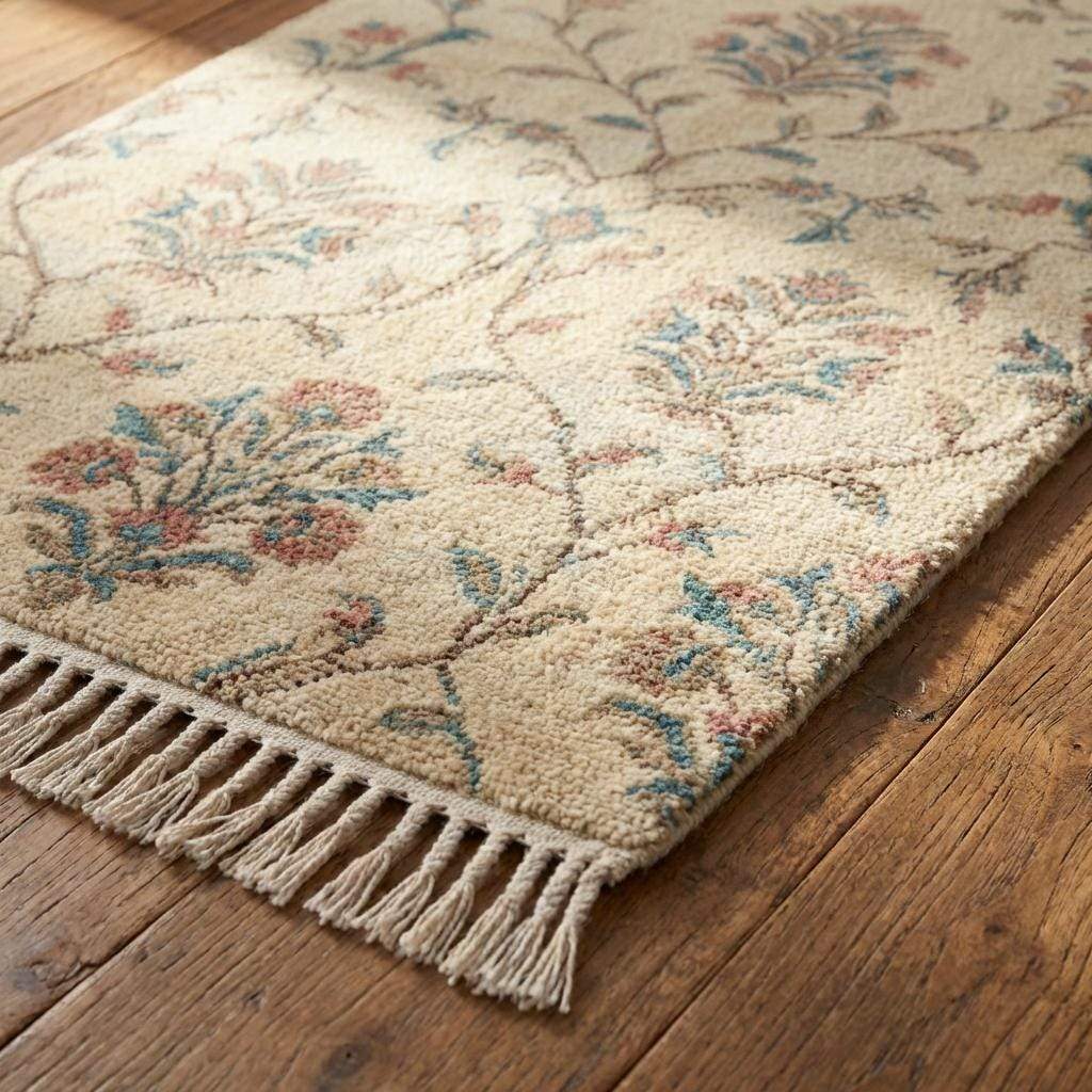 Floral Hand Knotted Runner Rug for Kitchen Hallway