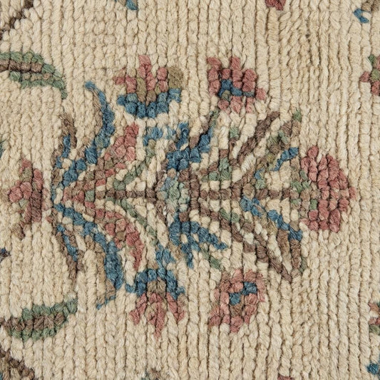 Close-up of wool hand-knotted pile showing individual knot texture
