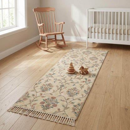 Floral Hand Knotted Runner Rug for Kitchen Hallway