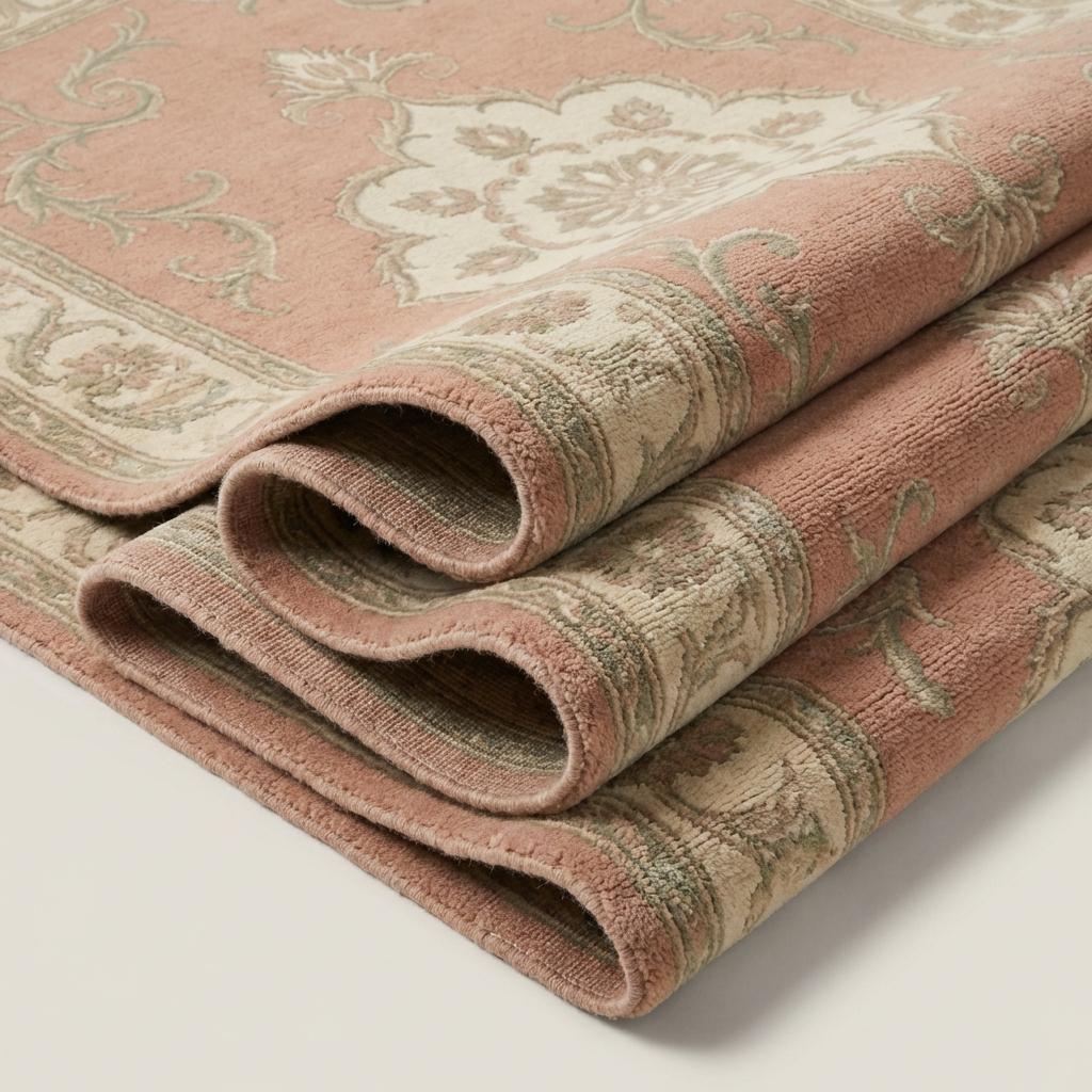 Floral Medallion Hand Knotted Wool Rug Soft Pink Area Rug