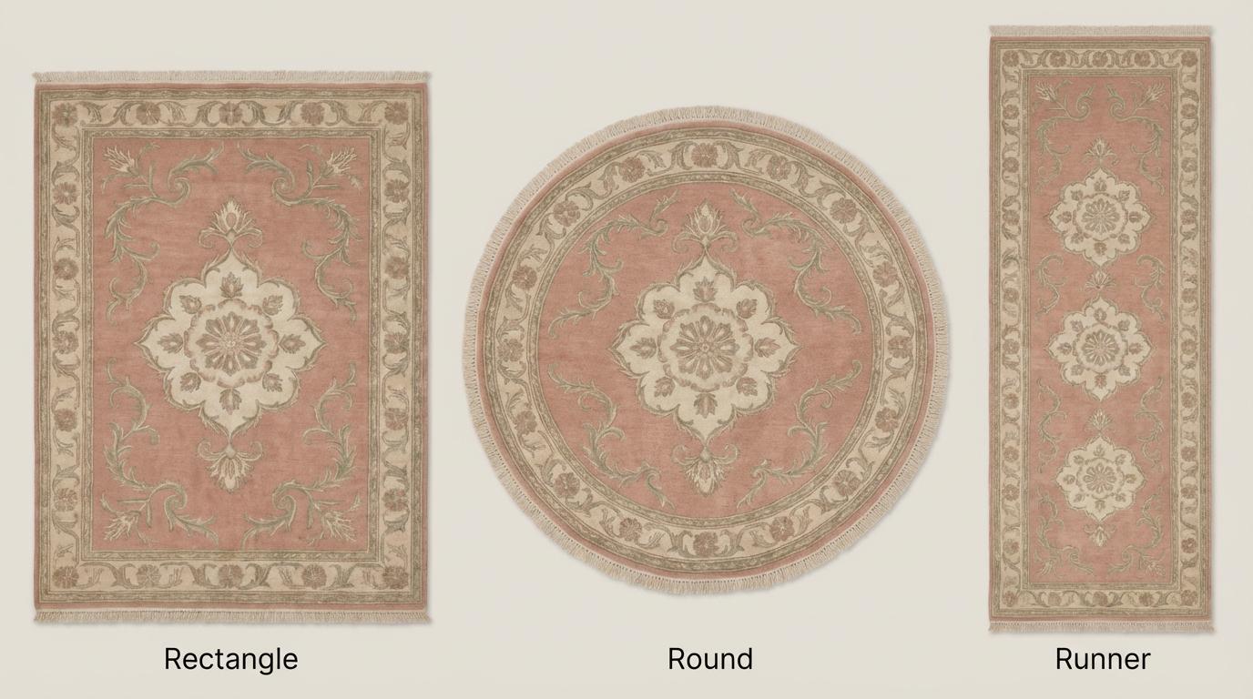 Floral Medallion Hand Knotted Wool Rug Soft Pink Area Rug